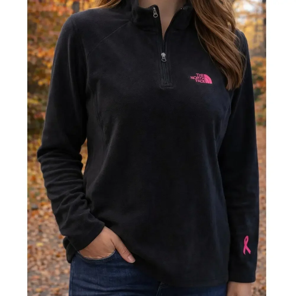 The North Face women's black quarter zip fleece Medium Polartec pullover pink